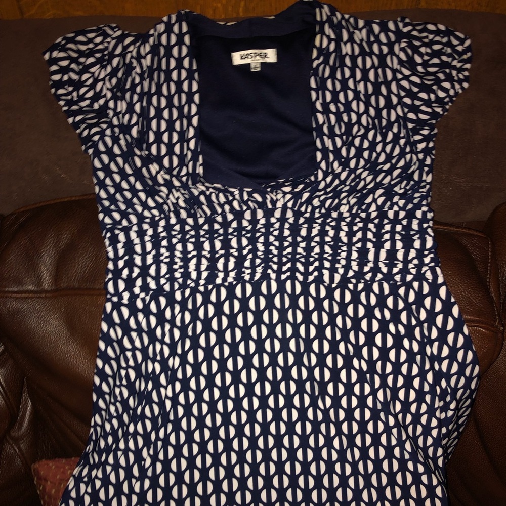 Navy blue and white summer dress